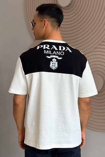 Мужская футболка Prada Milano - White / Black   