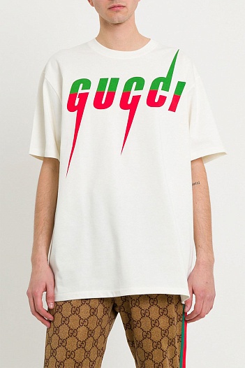 Белая оверсайз футболка Gucci Blade print   