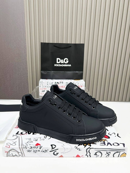 Кожаные кроссовки с мехом Dolce & Gabbana Portofino