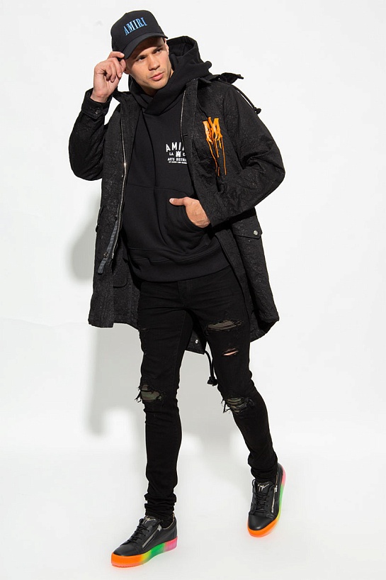 Мужское чёрное худи Amiri logo-print