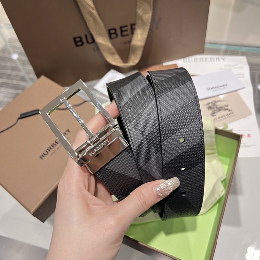 Кожаный ремень Burberry Check TB premium   