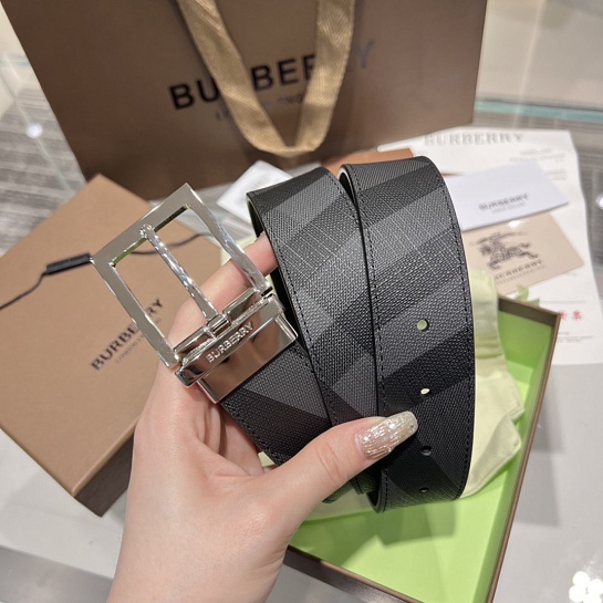 Кожаный ремень Burberry Check TB premium