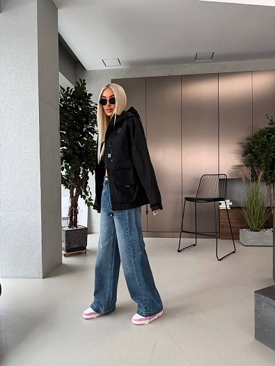 Женская нейлоновая ветровка Chanel premium - Black   