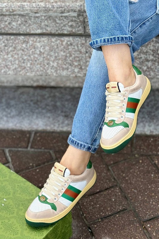 Женские кожаные кроссовки Gucci GG Screener