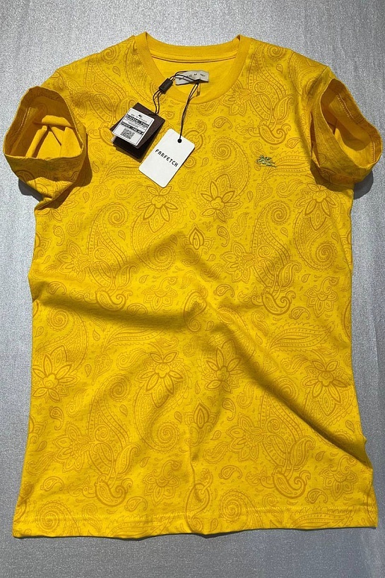 Жёлтая мужская футболка Etro embroidered-logo