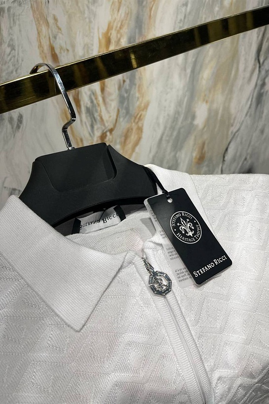 Мужское поло Stefano Ricci белого цвета