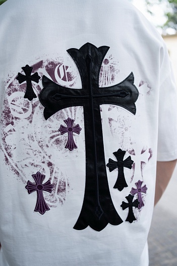 Белая оверсайз футболка Chrome Hearts Premium   