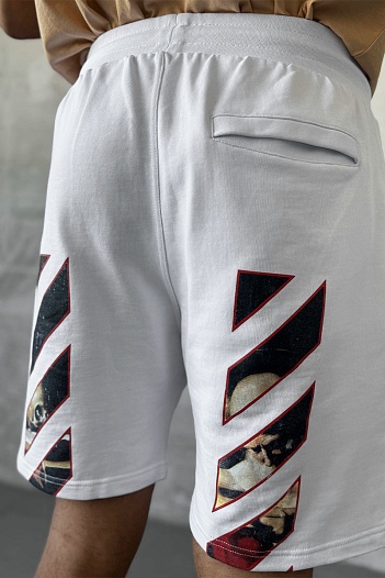Мужские белые шорты Off-White Caravaggio Print   