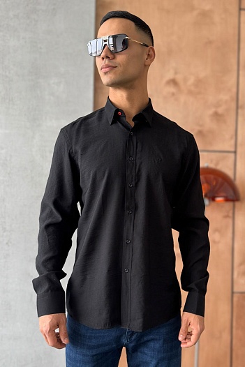 Мужская рубашка Hermes H embroidered - Black   