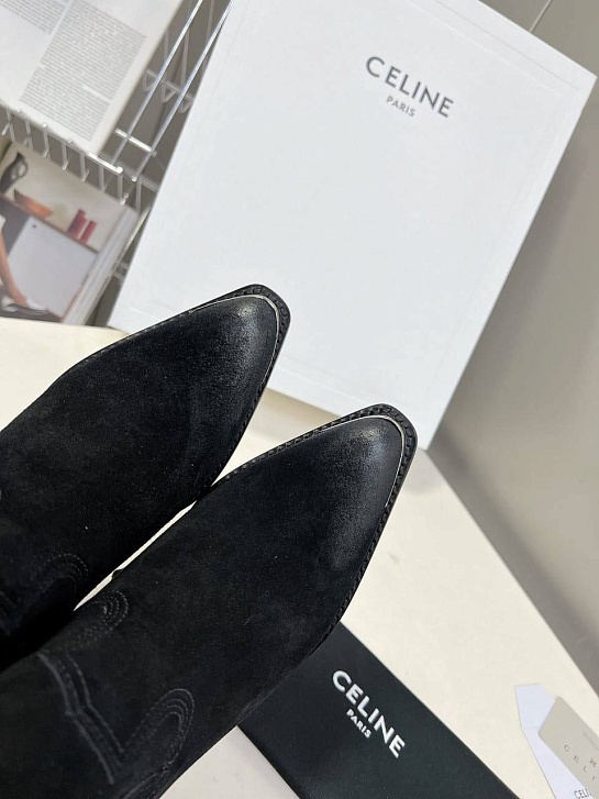 Женские замшевые сапоги Celine Premium - Black