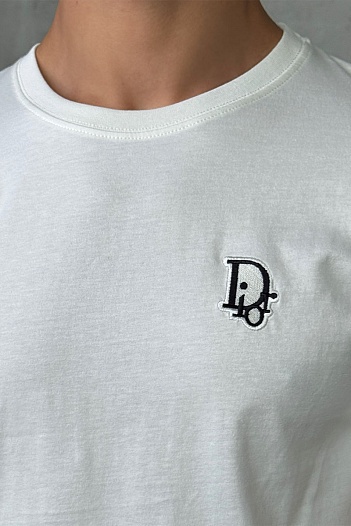 Белая мужская футболка Dior embroidered logo   