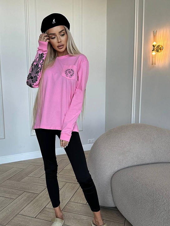 Женский розовый свитшот Chrome Hearts