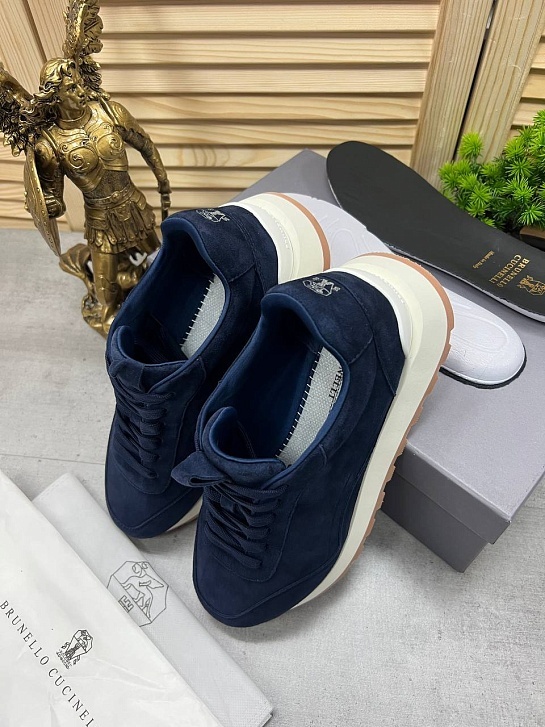 Замшевые кроссовки Brunello Cucinelli синего цвета