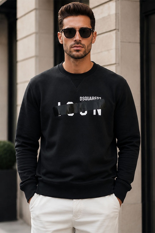 Чёрный мужской свитшот Dsquared2 Icon tape