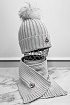 Комплект из шапки и шарфа светло-серого цвета Moncler logo-patch