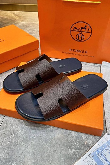 Мужские шлёпанцы Hermes Izmir - Brown   