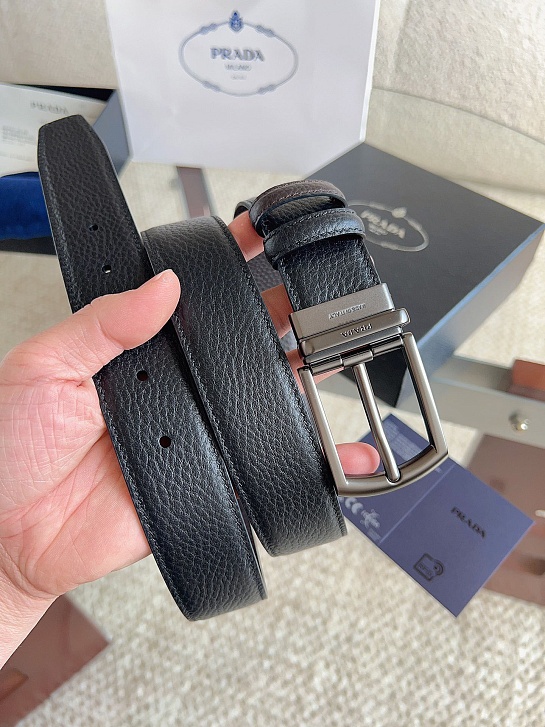 Двусторонний кожаный ремень Prada premium