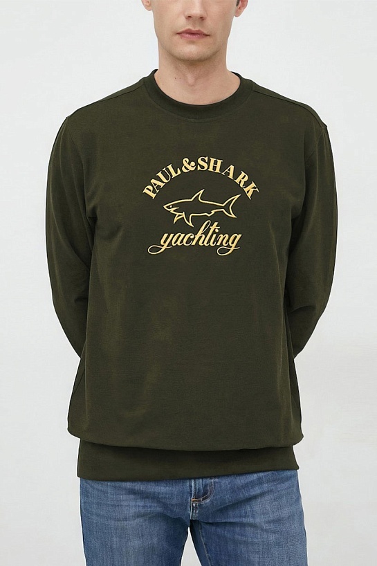 Мужской зелёный свитшот Paul & Shark logo-embroidered