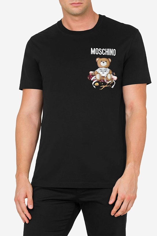 Мужская чёрная футболка Moschino Teddy Bear