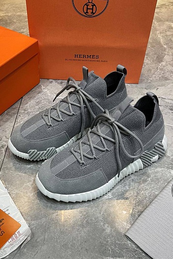 Текстильные кроссовки Hermes lift slip-on - Grey   