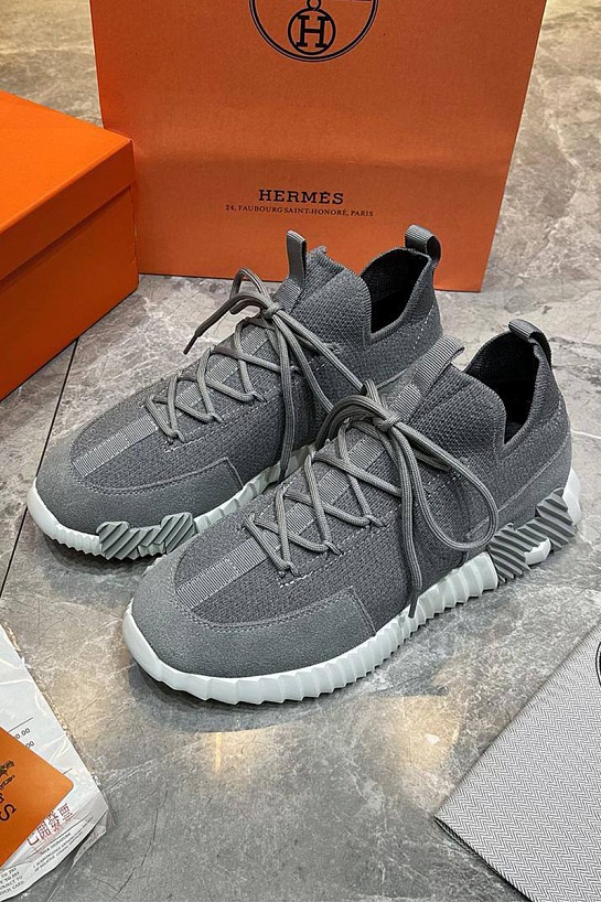 Текстильные кроссовки Hermes lift slip-on - Grey