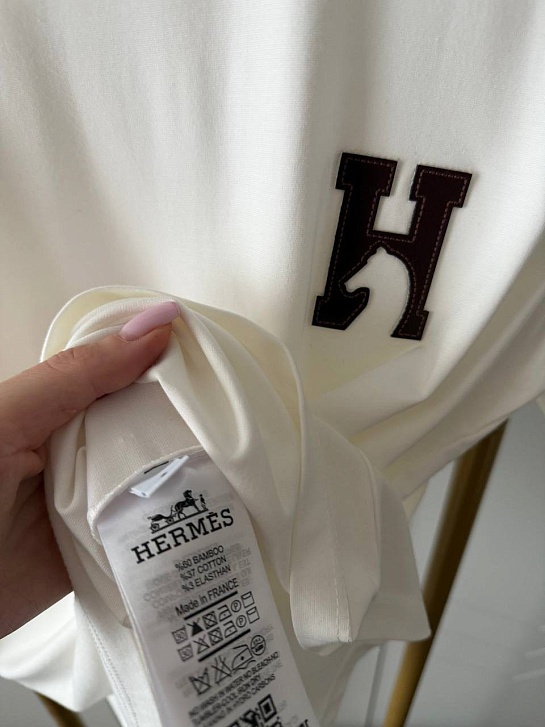 Женская белая футболка Hermes premium