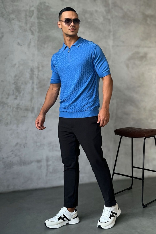 Мужское поло Stefano Ricci голубого цвета