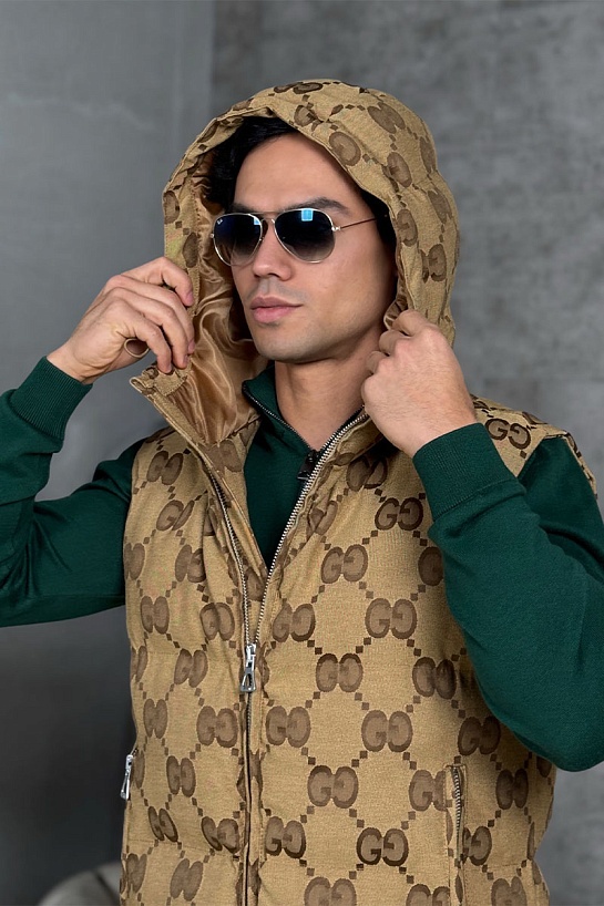 Мужской бежевый жилет Gucci GG Monogram