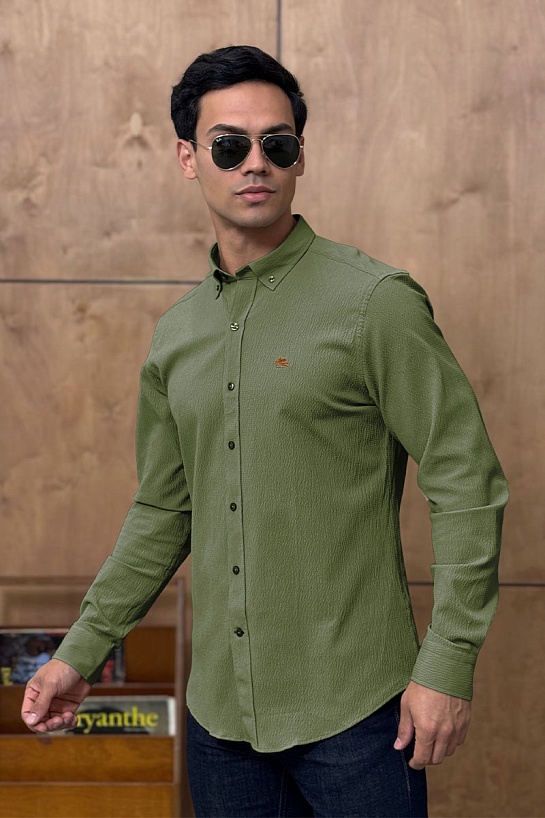 Мужская зелёная рубашка Etro Pegasus logo