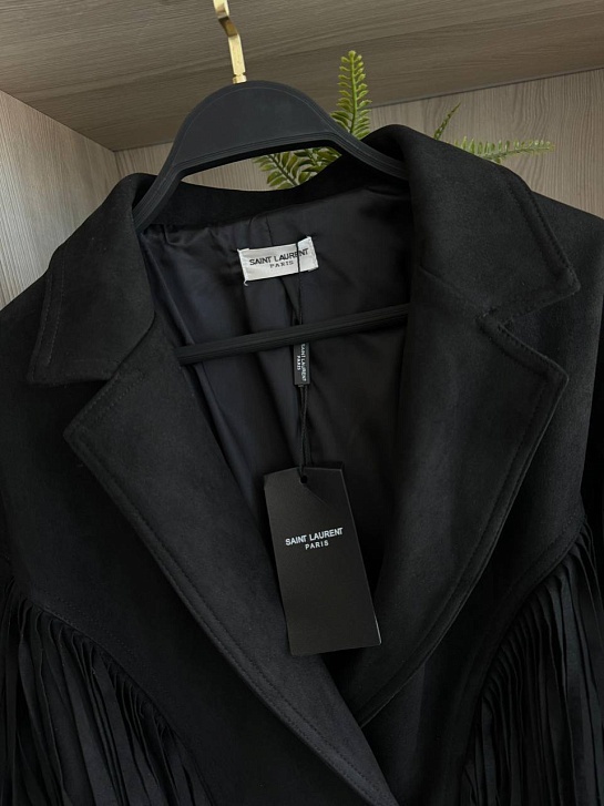 Женская замшевая косуха с бахромой Yves Saint Laurent