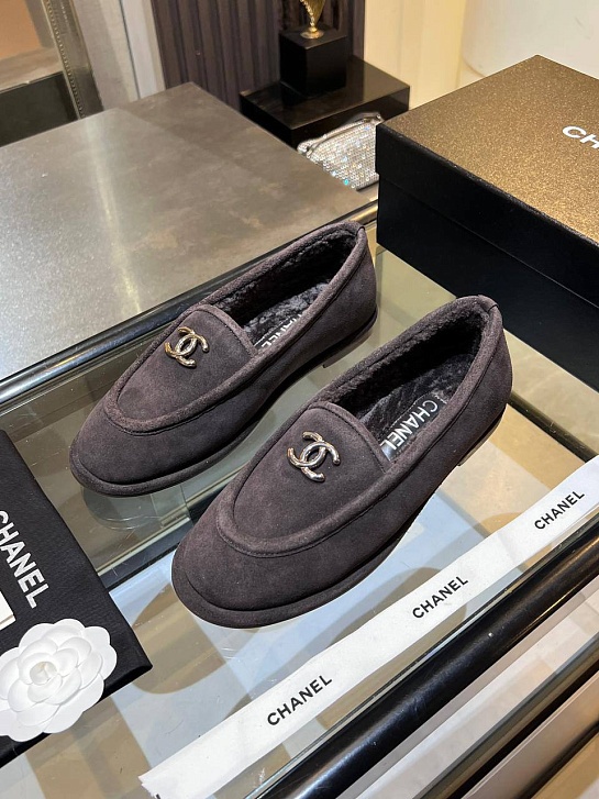 Женские замшевые лоферы Chanel premium