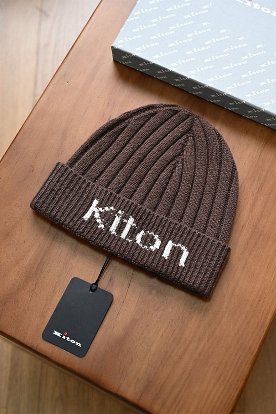Кашемировая шапка Kiton premium - Coffee