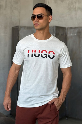 Мужская белая футболка Hugo Boss   