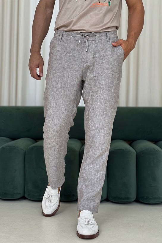 Льняные штаны серого цвета Loro Piana