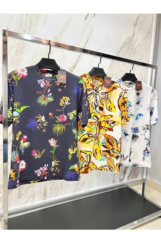 Жёлтая футболка Etro floral-print