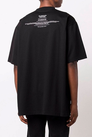 Чёрная оверсайз футболка Balenciaga Couture print   