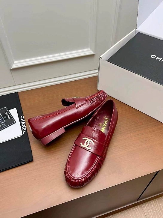 Женские кожаные лоферы Chanel premium