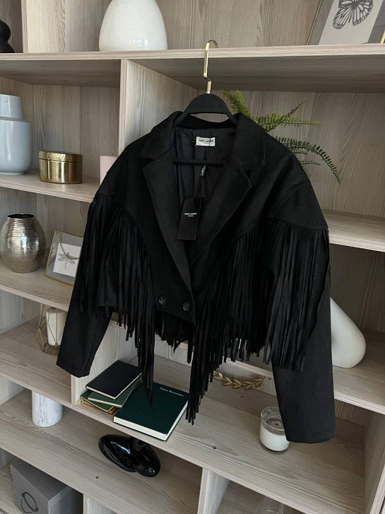 Женская замшевая косуха с бахромой Yves Saint Laurent