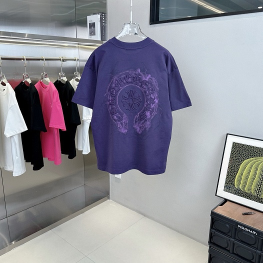 Фиолетовая оверсайз футболка Chrome Hearts Premium   