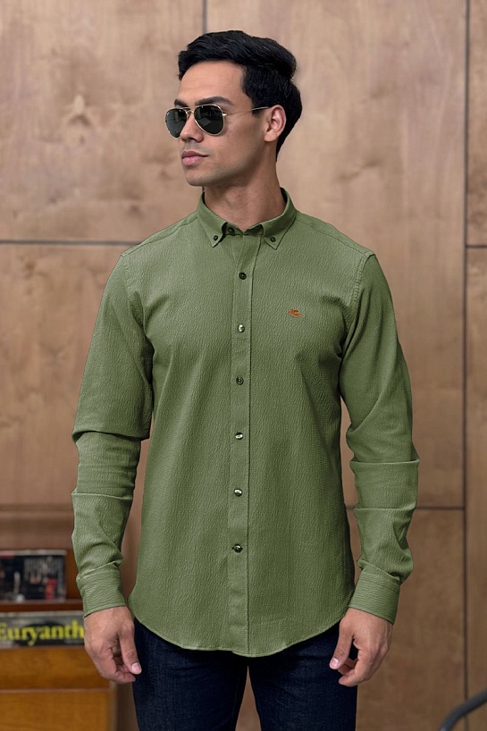 Мужская зелёная рубашка Etro Pegasus logo