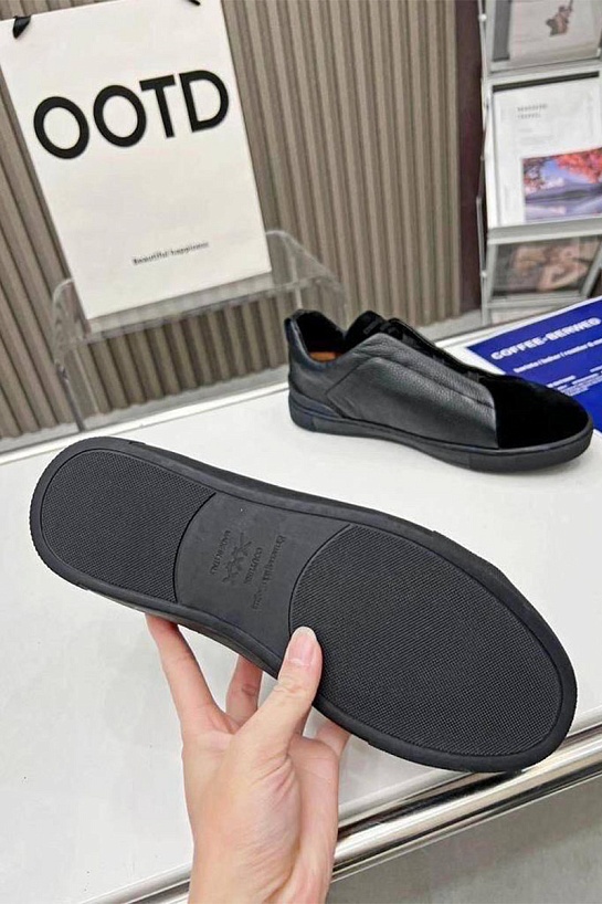 Мужские кроссовки Ermenegildo Zegna Triple Stitch - Black