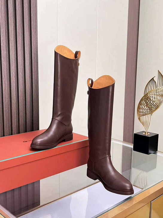 Женские кожаные сапоги Loro Piana premium - Brown