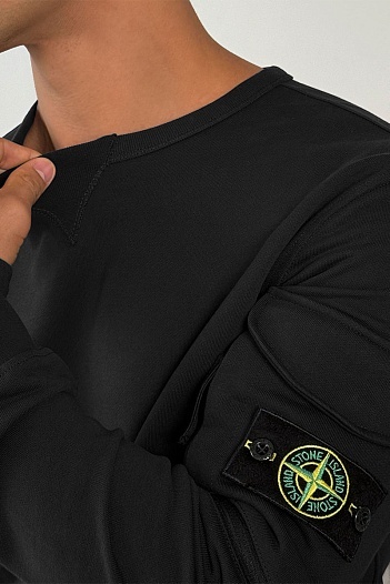 Чёрный свитшот Stone Island compass-patch crewneck   