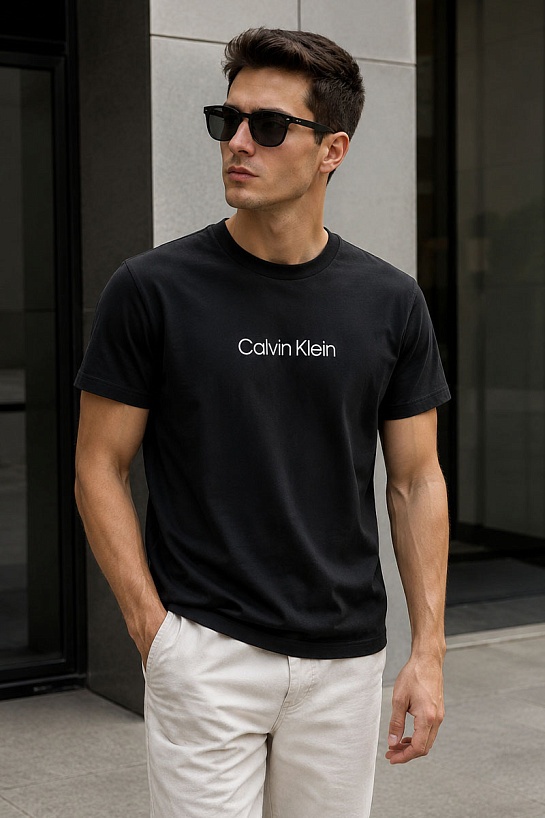 Мужская чёрная футболка Calvin Klein logo-print