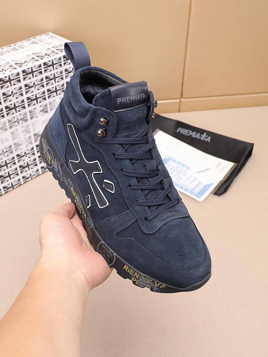 Замшевые кроссовки с мехом Premiata high-top - Navy