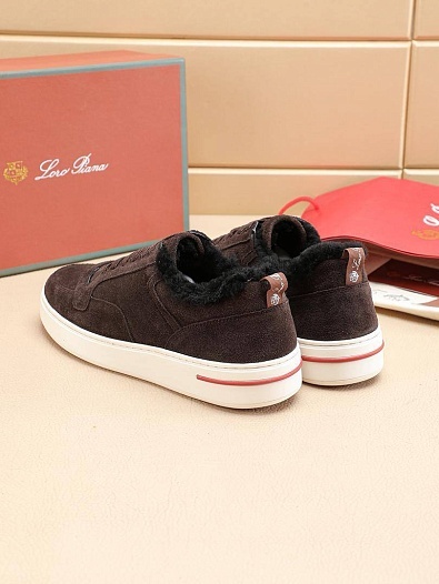 Кроссовки с мехом Loro Piana Newport Walk - Brown   