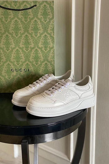 Мужские кожаные кроссовки Gucci - White   