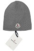 Мужская брендовая шапка Moncler серого цвета