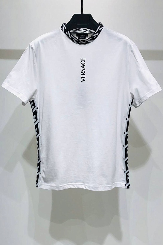 Белая мужская футболка Versace La Greca trim