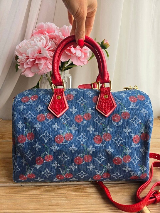 Сумка Louis Vuitton x Takashi Murakami Cherry Speedy Denim 30x22 см